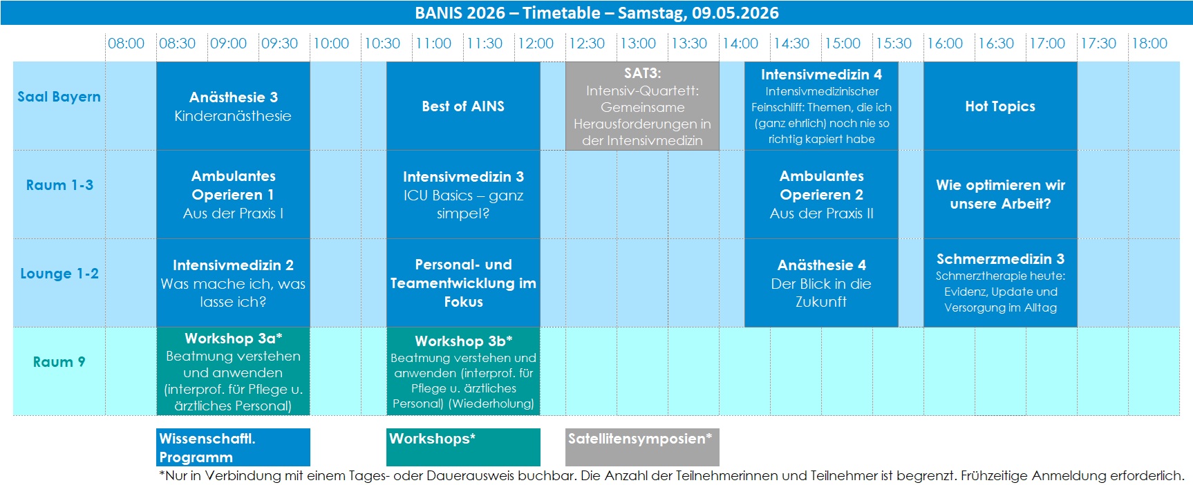BANIS 2026 Timetable - Samstag